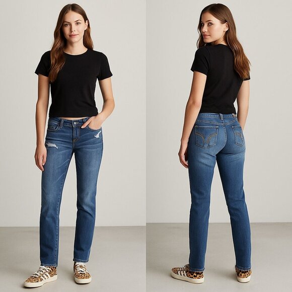 π΄π HOLLISTER Womenβs Distressed Low Rise Straight Jeans Size 3S ππΆοΈ - Picture 5 of 16